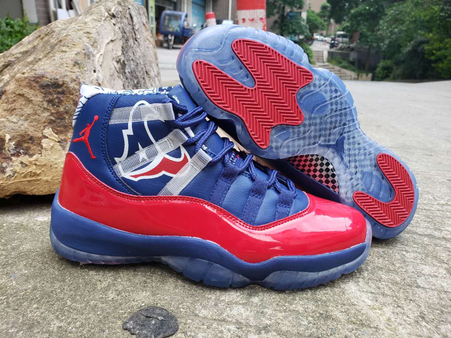 New Air Jordan 11 Championship Blue Red Shoes - Click Image to Close